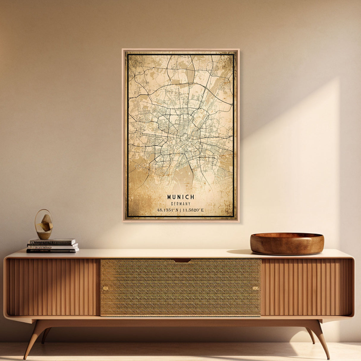 Munich map print poster or framed canvas, Munich Germany map print poster canvas, Munich city map print poster canvas, Vintage Travel Art