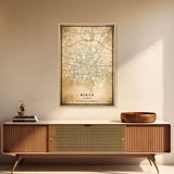 Munich map print poster or framed canvas, Munich Germany map print poster canvas, Munich city map print poster canvas, Vintage Travel Art