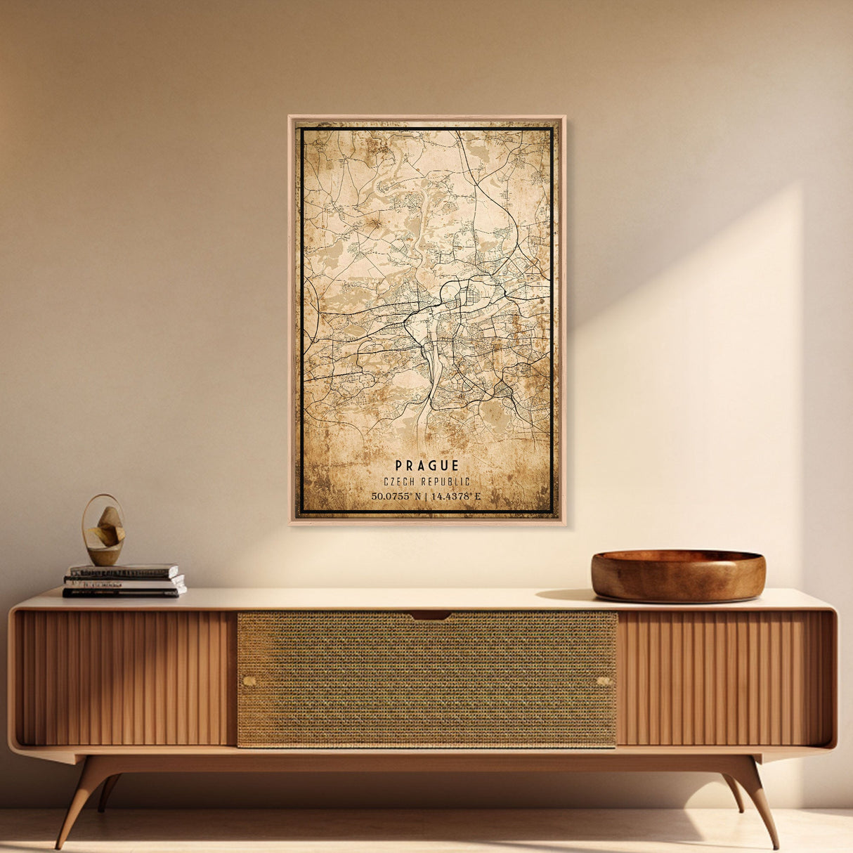 Prague Czech Republic map print poster or framed canvas, Prague map print poster canvas, city map print poster canvas, Vintage Travel Art