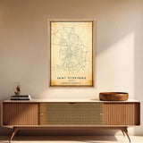 Saint Petersburg map print poster or framed canvas, St. Petersburg Russia map print canvas, city map print poster canvas, Vintage Travel Art