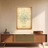 Vintage Wichita Kansas map print poster or framed canvas, Wichita map print poster canvas, Wichita city map print poster canvas, Travel Art