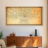 Raleigh North Carolina map print poster or framed canvas, Raleigh map print poster canvas, Raleigh city map Canvas print, Vintage Travel Art