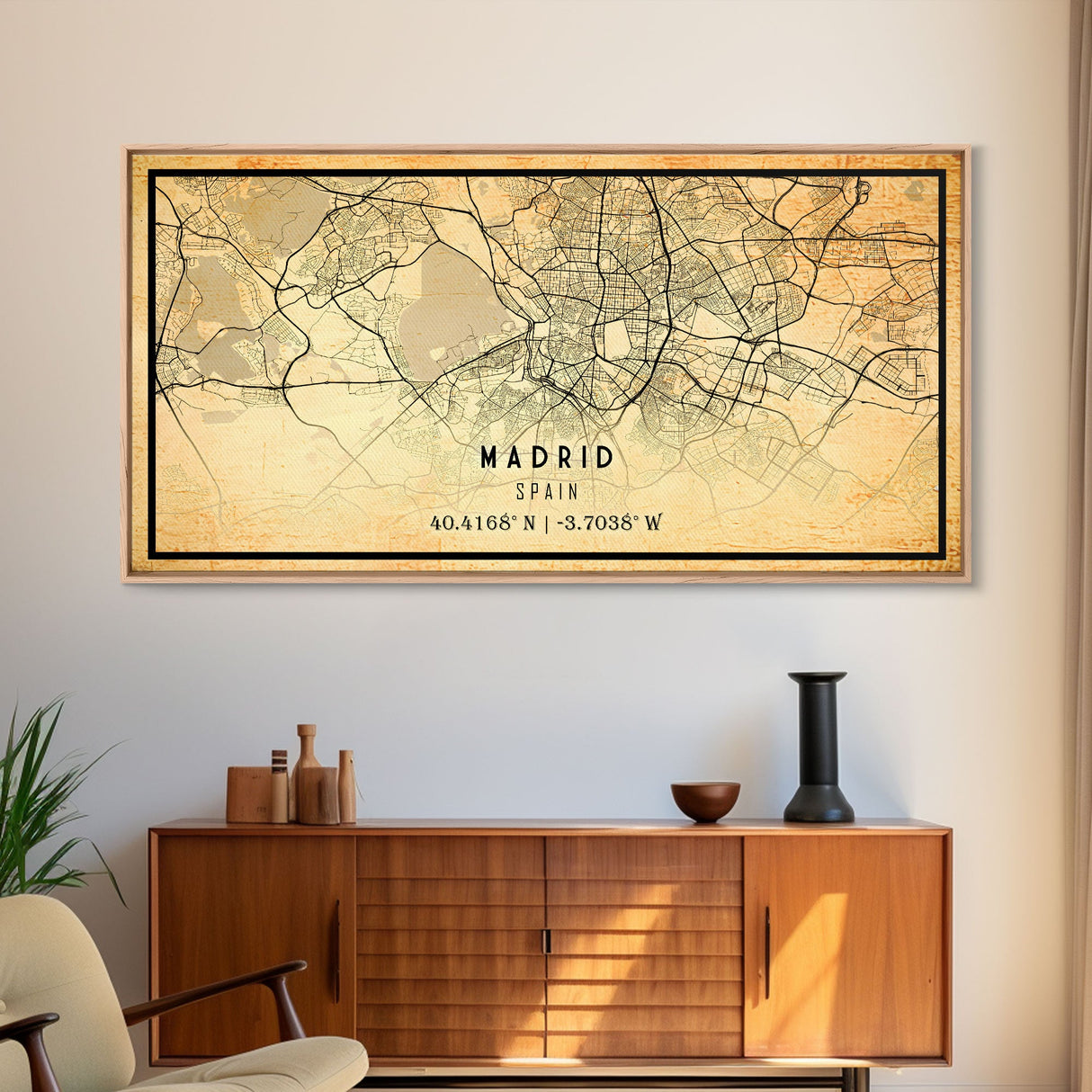 Madrid Spain map print poster or framed canvas, Madrid map print poster canvas, Madrid city map print poster canvas, Vintage Travel Art