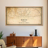 Munich map print poster or framed canvas, Munich Germany map print poster canvas, Munich city map print poster canvas, Vintage Travel Art