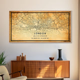 London UK map print poster or framed canvas, London map print poster canvas, London England city map print poster canvas, Vintage Travel Art