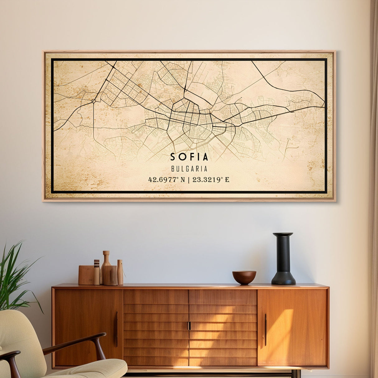 Sofia Bulgaria map print poster or framed canvas, Sofia map print poster canvas, Sofia city map print poster canvas, Vintage Travel Art