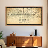 Arlington Texas map print poster or framed canvas, Arlington map print poster canvas, Texas city map print poster canvas, Vintage Travel Art