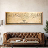 Dallas Panoramic Map Canvas Print, Texas Map Print, Texas Wall Art, Dallas Map Poster, US, Maps, Dallas Maps, Map Gifts, Large Framed Map