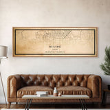 Panoramic Beijing China map print poster or framed canvas, Beijing map print poster canvas, city map print poster canvas, Vintage Travel Art