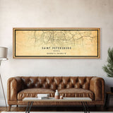 Panoramic Saint Petersburg map print poster or framed canvas, Russia map print canvas, city map print poster canvas, Vintage Travel Art