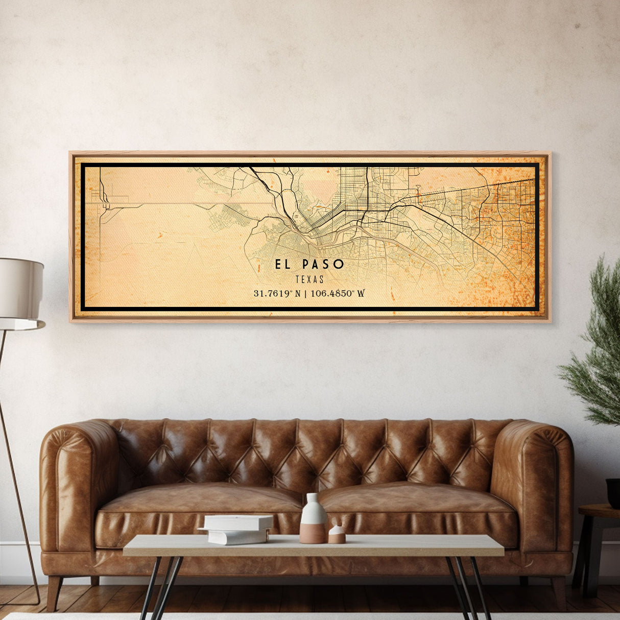 Panoramic El Paso Texas Vintage Map Print, El Paso Map, Texas Map Art, City Road Map , Vintage Gift Map, Travel Vacation Art, Rustic Map