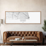 Panoramic Chicago City Map, Illinois Art, Map Print, Minimalist Wall Art, Canvas Art, Housewarming Gift, Street Map Art, Closing Gift