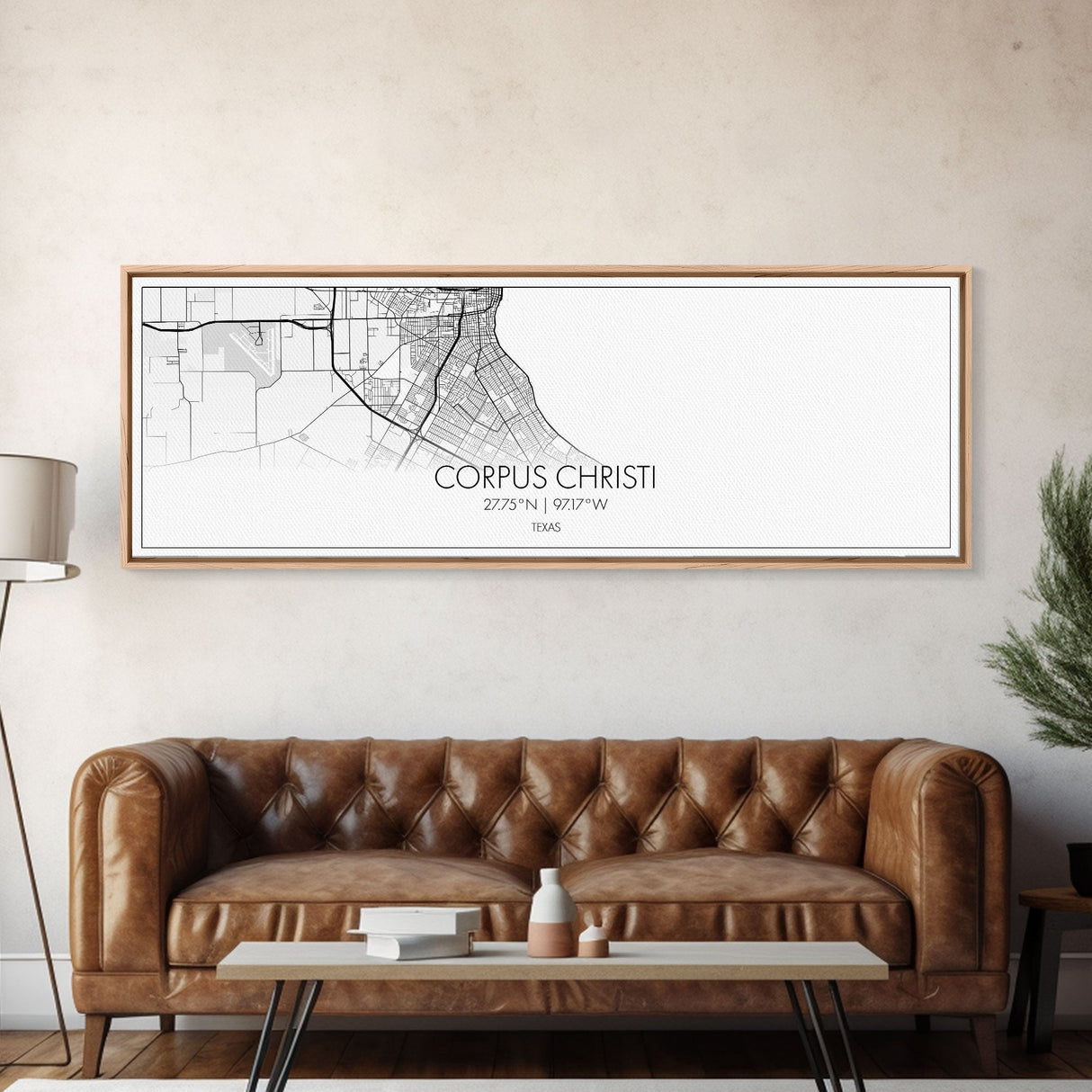 Panoramic Corpus Christi City Map, Texas Art, Map Print, Minimalist Wall Art, Canvas Art, Housewarming Gift, Street Map Art, Closing Gift