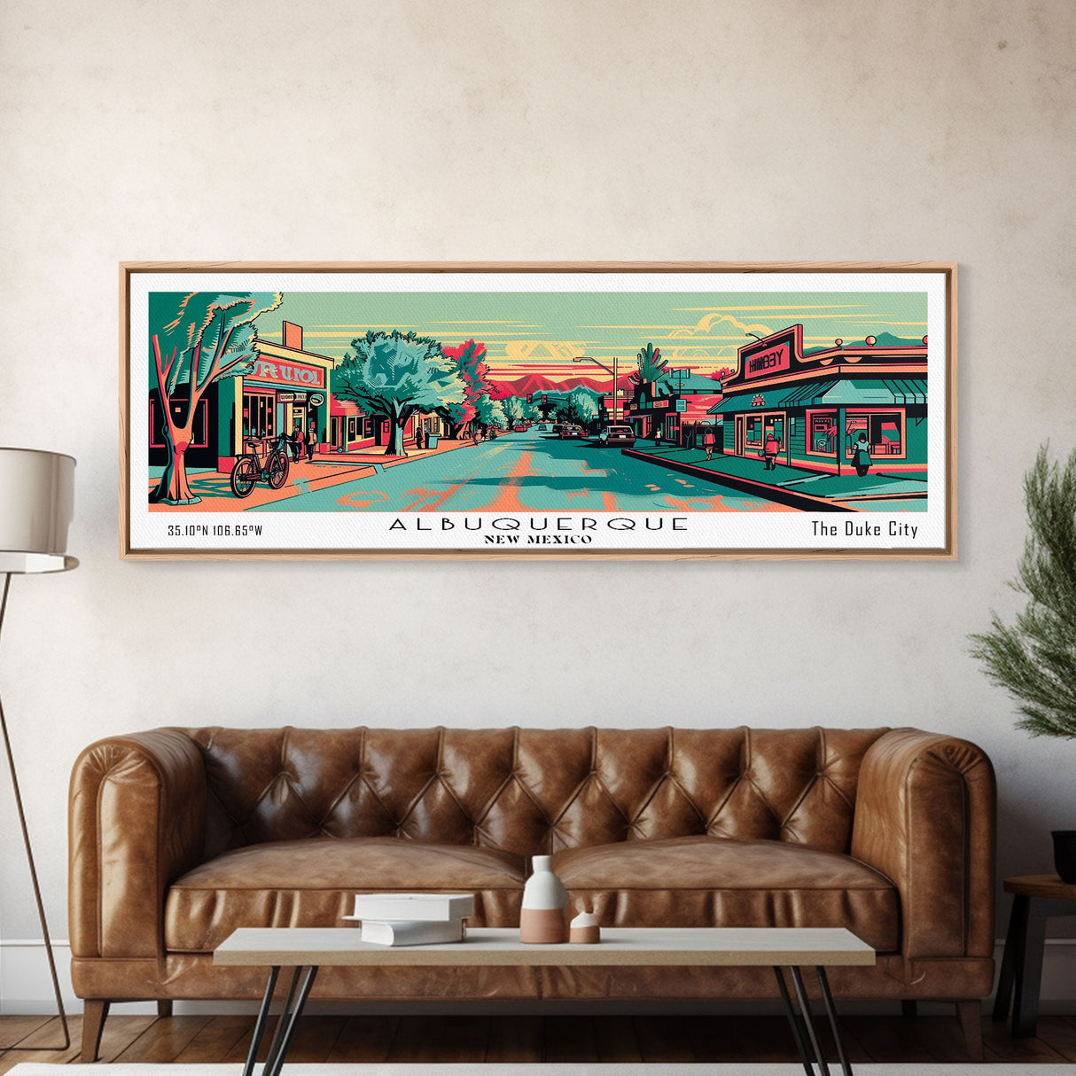 Albuquerque New Mexico Panoramic Travel Poster Canvas Print