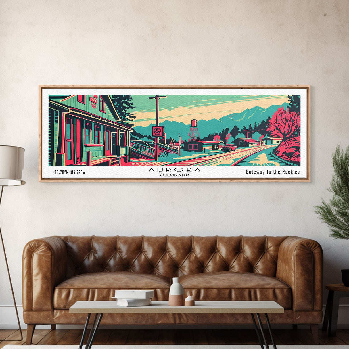 Aurora Colorado Panoramic Travel Poster Canvas Print