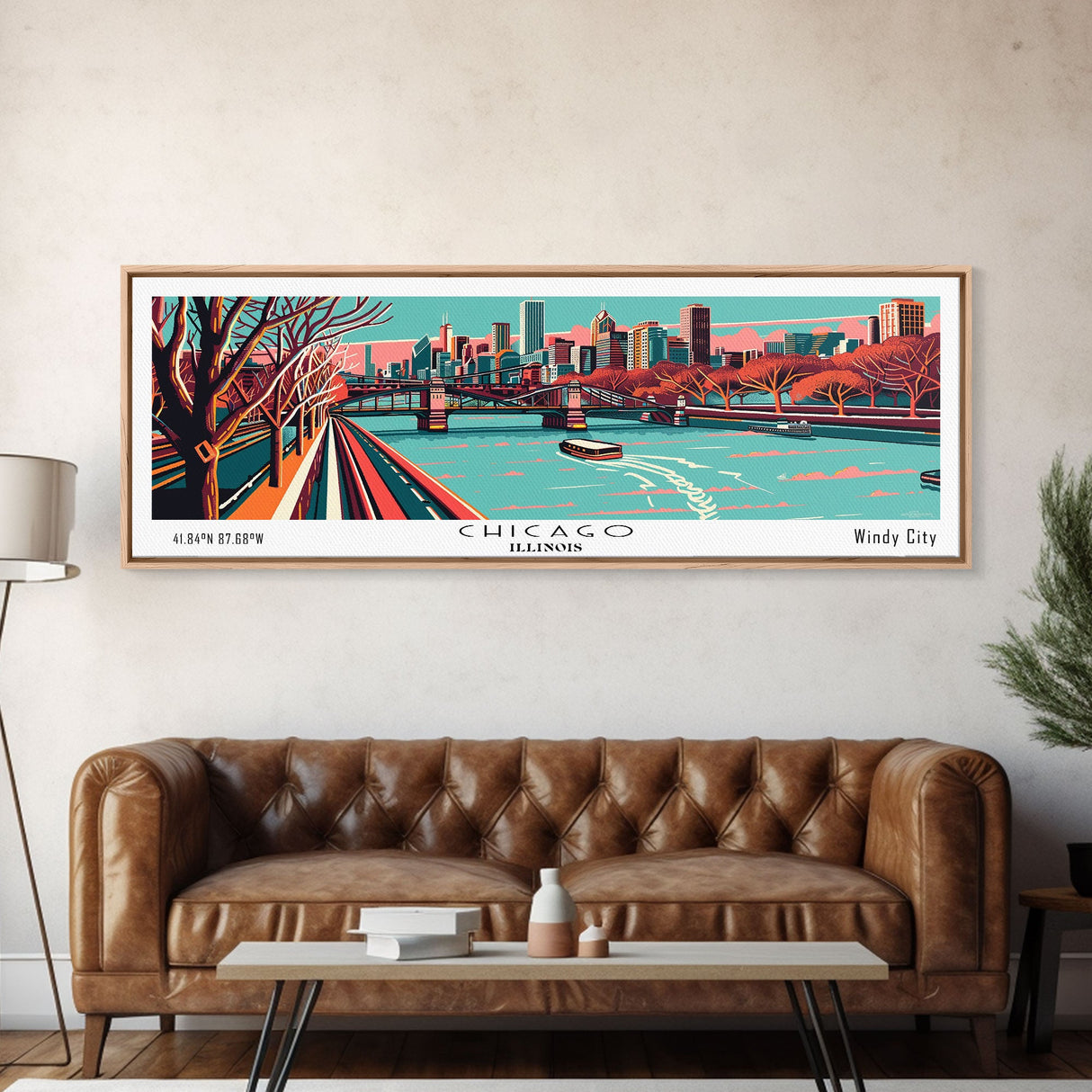 Chicago Illinois Panoramic Travel Poster Canvas Print