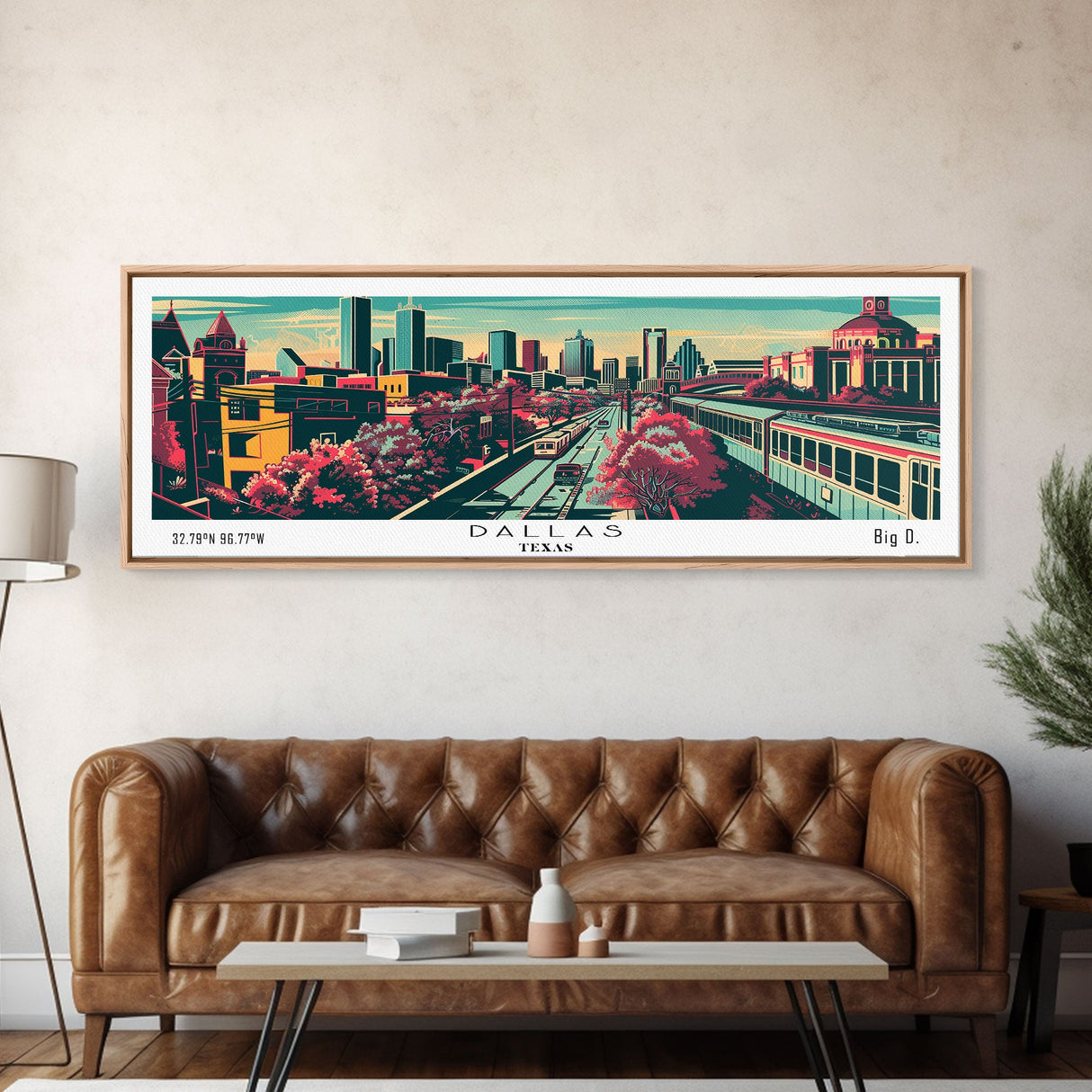 Dallas Texas Panoramic Travel Poster Canvas Print