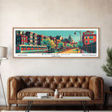 Kansas City Missouri Panoramic Travel Poster Framed Canvas Print, Mid Century Modern Art, Pop Art Style, Wall Art, Wall Decor, Home Decor, Retro Style Art