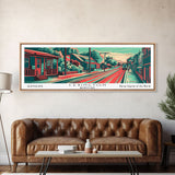 Lexington Kentucky Panoramic Painting Framed Canvas Print, Travel Poster, Mid Century Modern Art, Pop Art Style, Wall Decor, Office Art