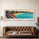 Long Beach California Panoramic Travel Poster Framed Canvas Print, Mid Century Modern Art, Pop Art Style, Wall Art, Home Decor, Wall Hanging