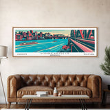 Minneapolis Minnesota Panoramic Wall Art Framed Canvas Print, Travel Poster, Mid Century Modern Art, Pop Art Style, Home Decor, Office Art