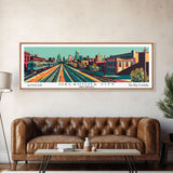 Oklahoma City Oklahoma Panoramic Wall Art Framed Canvas Print, Travel Poster, Mid Century Modern Art, Pop Art Style, Wall Decor, Office Art