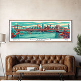 Philadelphia Pennsylvania Panoramic Travel Poster Framed Canvas Print, Mid Century Modern Art, Pop Art Style, Wall Art, Home Decor, Wall Hanging