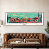 Phoenix Arizona Panoramic Wall Art Framed Canvas Print, Travel Poster, Mid Century Modern Art, Pop Art Style, Home Decor, Living Room Art