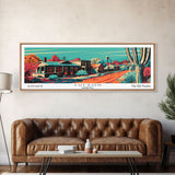 Tucson Arizona Panoramic Wall Art Framed Canvas Print, Travel Poster, Mid Century Modern Art, Pop Art Style, Wall Decor, Office Art