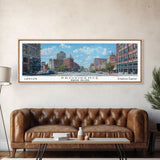 Providence Rhode Island Panoramic Print, Beautiful Framed Canvas Print, Travel Poster Art, Home Decoration, Office Wall Art