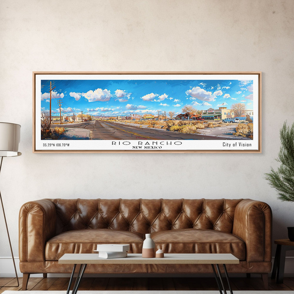 Rio Rancho New Mexico Panoramic Print, Elegant Framed Canvas Print, City Travel Poster, Home Decoration, Office Wall Art