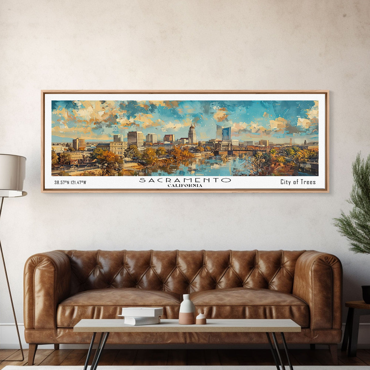 Sacramento California Panoramic Print, Creative Framed Canvas Print, City Travel Poster, Home Decoration, Wall Art, Unique Gift