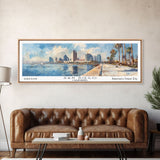 San Diego California Panoramic Print, Creative Framed Canvas Print, Travel Poster Art, Living Room Decor, Office Wall Art