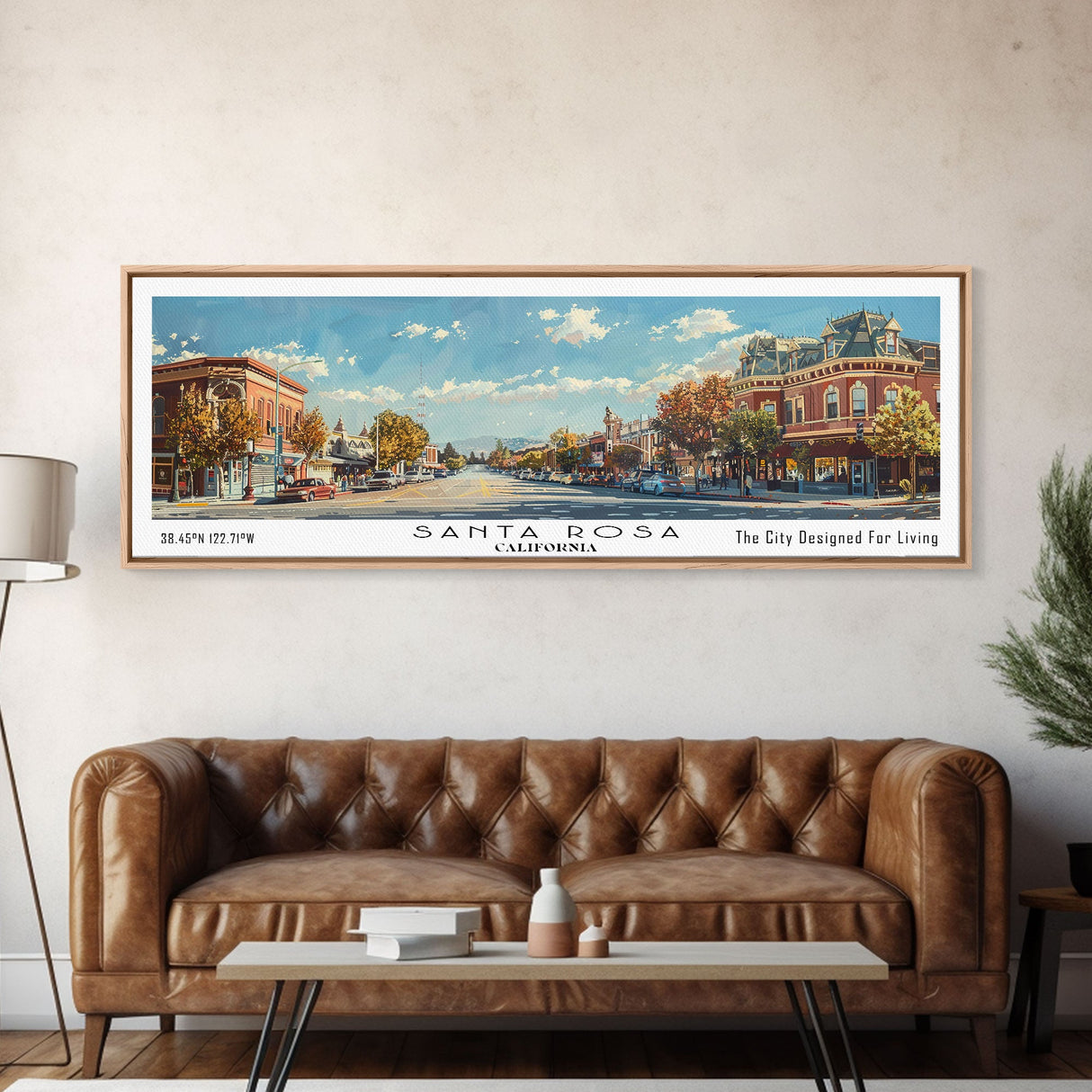 Santa Rosa California Travel Poster, Framed Canvas Print, Wall Art, Home Decor, Travel Gift, Office Art, Living Room Art, Retro Style