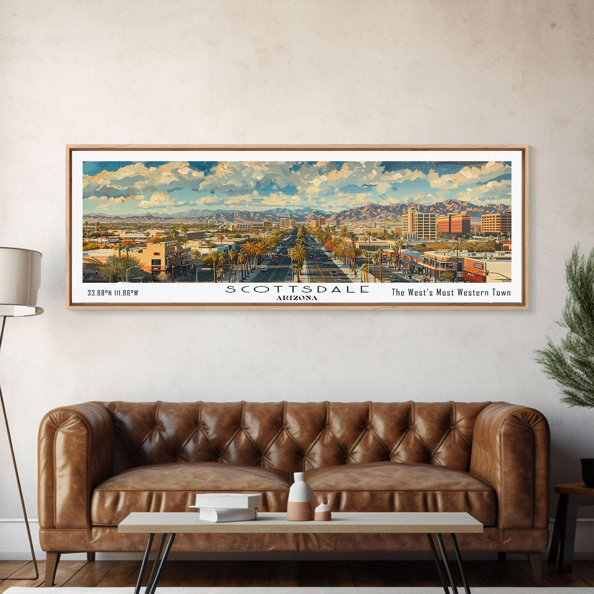 Scottdale Arizona Travel Poster, Framed Canvas Print, Wall Art, Home Decor, Travel Print, Office Decor, Living Room Art, Gift Idea