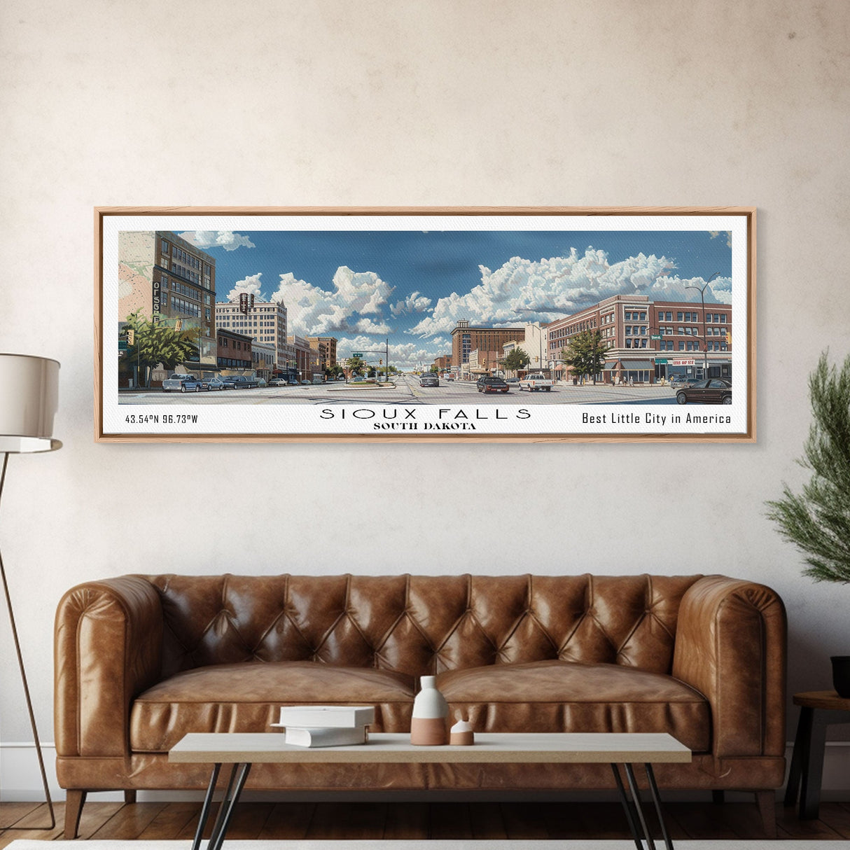 Sioux Falls South Carolina Travel Poster, Framed Canvas Print, Wall Art, Home Decor, Travel Gift, Living Room Art, Retro Style Art