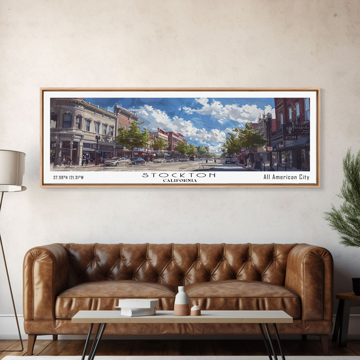 Stockton California Travel Poster, Framed Canvas Print, Wall Art, Home Decor, Travel Print, Office Decor, Living Room Art, Gift Idea