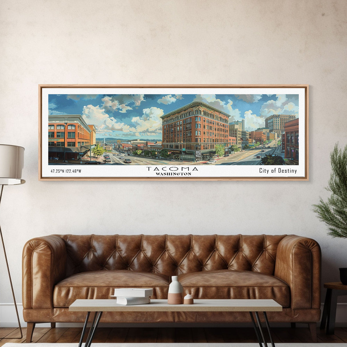 Tacoma Washington Travel Poster, Framed Canvas Print, Office Art, Wall Hanging, Travel Gift, Living Room Art, Vintage Style