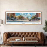 Tyler Texas Panoramic Wall Art, Framed Canvas Print, Retro Style Travel Poster, Unique Living Room Decor, Artistic Office Piece, Original Gift