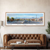 West Valley City Utah Panoramic Painting, Framed Canvas Print, Retro Style Travel Poster, Artistic Wall Art, Unique Office Decor, Living Room Gift