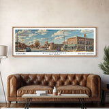 Woodbridge New Jersey Panoramic Painting, Framed Canvas Print, Retro Style Travel Poster, Artistic Wall Art, Unique Home Decor, Office Gift Idea