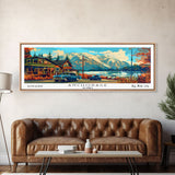 Anchorage Alaska Panoramic Travel Poster Framed Canvas Print, Mid Century Modern Art, Pop Art Style, Wall Art Decor, Home Decoration