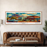 Glendale Arizona Panoramic Painting Framed Canvas Print, Mid Century Modern Art, Pop Art Style, Travel Poster, Wall Art Decor