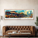 Irvine California Panoramic Travel Poster Framed Canvas Print, Mid Century Modern Art, Pop Art Style, Wall Art Decor, Home Decoration