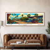 Jacksonville Florida Panoramic Painting Framed Canvas Print, Mid Century Modern Art, Pop Art Style, Travel Poster, Wall Art Decor