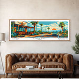 Laredo Texas Panoramic Wall Art, Pop Art Framed Canvas Print, Mid Century Modern Home Decor, Retro Style Travel Poster