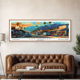 Los Angeles California Panoramic Framed Canvas Print, Mid Century Modern Wall Art, Pop Art Home Decor, Retro Style Travel Poster