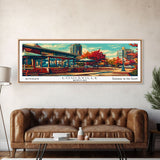 Louisville Kentucky Panoramic Wall Art, Mid Century Modern Framed Canvas Print, Retro Pop Art Travel Poster, Home Decor