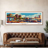 Madison Wisconsin Panoramic Painting, Mid Century Modern Framed Canvas Print, Retro Style Wall Art, Pop Art Travel Poster