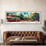 New Orleans Louisiana Panoramic Wall Art, Mid Century Modern Framed Canvas Print, Retro Pop Art Travel Poster, Home Decor